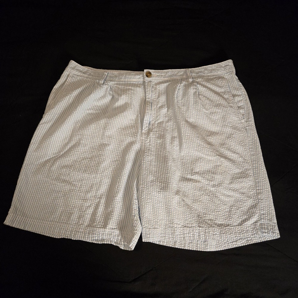 Saddlebred Shorts‎ Mens 40 Blue White Seersucker Striped Chino Cotton Summer